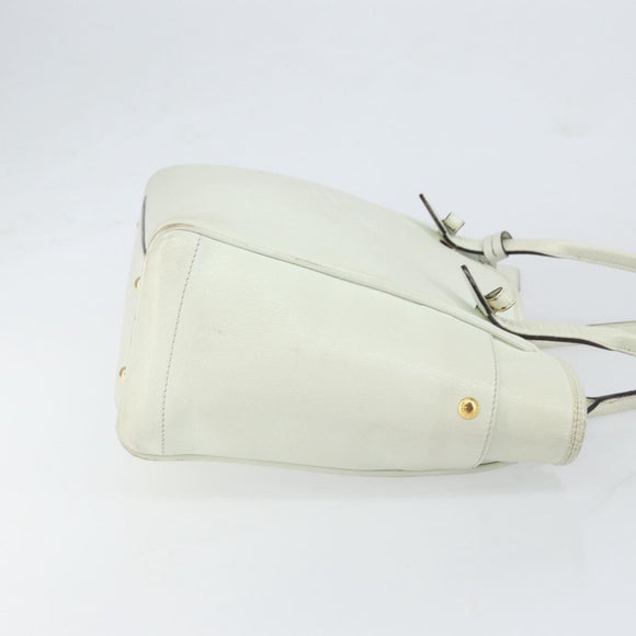 LOEWE Heritage Tote Bag Leather White Gold Auth 153183