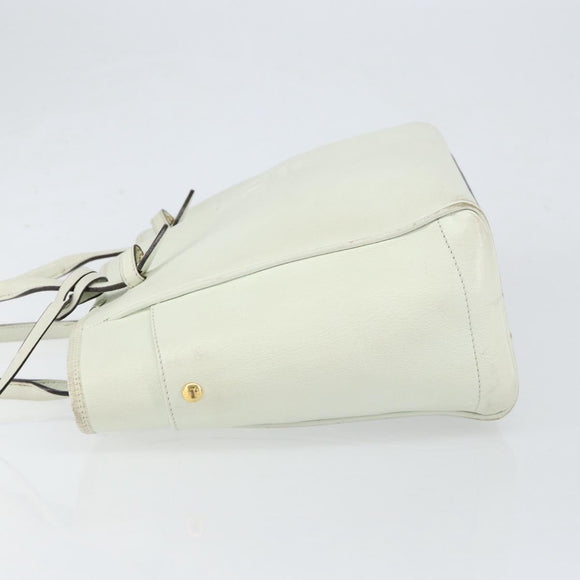 LOEWE Heritage Tote Bag Leather White Gold Auth 153183