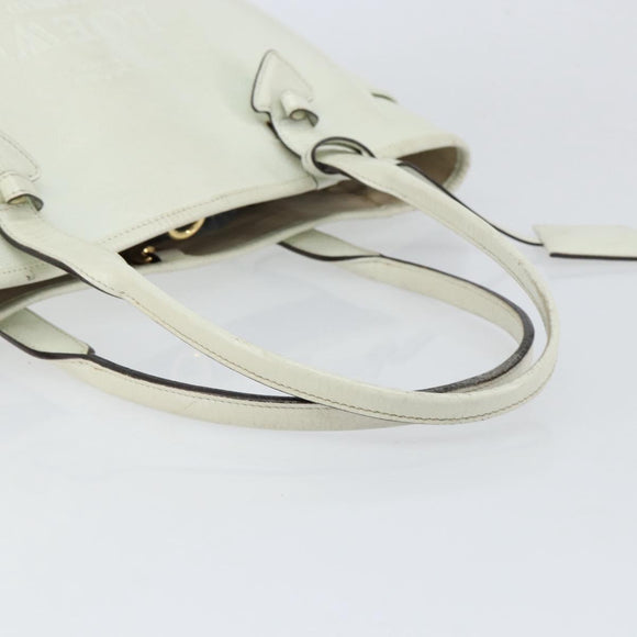 LOEWE Heritage Tote Bag Leather White Gold Auth 153183