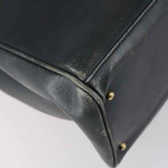 GUCCI Bamboo Tote Bag Leather Black Gold Auth 153189