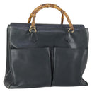 GUCCI Bamboo Tote Bag Leather Black Gold Auth 153189-1