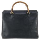 GUCCI Bamboo Tote Bag Leather Black Gold Auth 153189-2