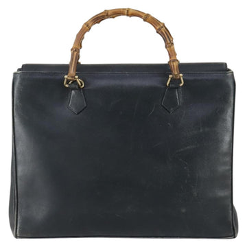 GUCCI Bamboo Tote Bag Leather Black Gold Auth 153189 - 0