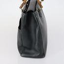 GUCCI Bamboo Tote Bag Leather Black Gold Auth 153189-3