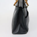 GUCCI Bamboo Tote Bag Leather Black Gold Auth 153189-4