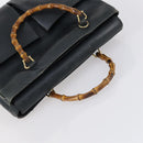 GUCCI Bamboo Tote Bag Leather Black Gold Auth 153189-6