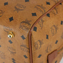 MCM Logogram Vicetos Boston Bag PVC Leather Brown Gold Auth 153190-10