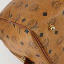 MCM Logogram Vicetos Boston Bag PVC Leather Brown Gold Auth 153190-11