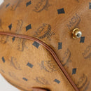 MCM Logogram Vicetos Boston Bag PVC Leather Brown Gold Auth 153190-13