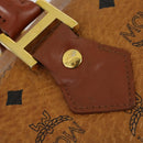 MCM Logogram Vicetos Boston Bag PVC Leather Brown Gold Auth 153190-14