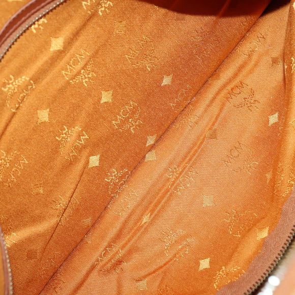 MCM Logogram Vicetos Boston Bag PVC Leather Brown Gold Auth 153190