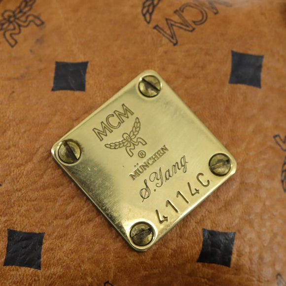 MCM Logogram Vicetos Boston Bag PVC Leather Brown Gold Auth 153190