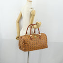 MCM Logogram Vicetos Boston Bag PVC Leather Brown Gold Auth 153190-22