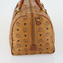 MCM Logogram Vicetos Boston Bag PVC Leather Brown Gold Auth 153190-4