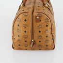 MCM Logogram Vicetos Boston Bag PVC Leather Brown Gold Auth 153190-5