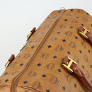 MCM Logogram Vicetos Boston Bag PVC Leather Brown Gold Auth 153190-6