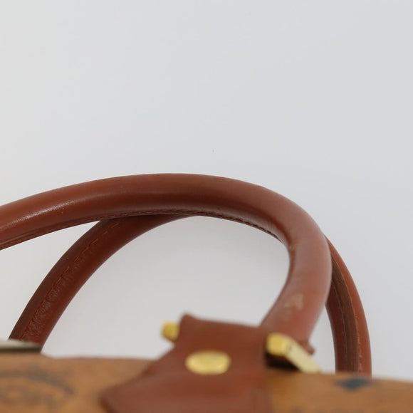 MCM Logogram Vicetos Boston Bag PVC Leather Brown Gold Auth 153190