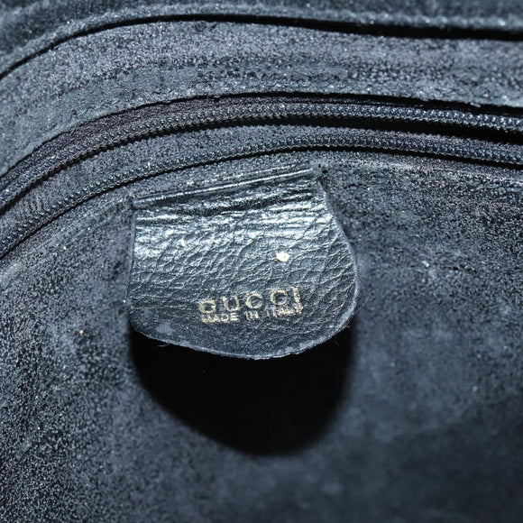 GUCCI Horsebit Tote Bag Leather Black Gold 002 270 0325 Auth 153193