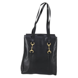 GUCCI Horsebit Tote Bag Leather Black Gold 002 270 0325 Auth 153193 - 0
