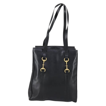 GUCCI Horsebit Tote Bag Leather Black Gold 002 270 0325 Auth 153193 - 0