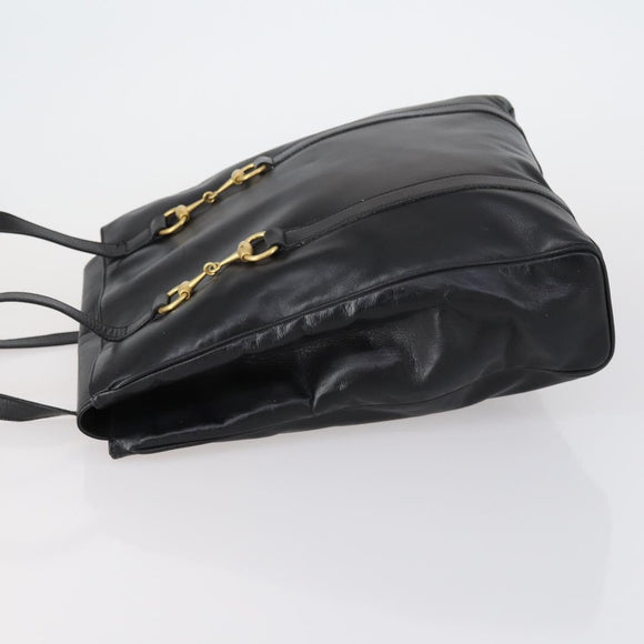 GUCCI Horsebit Tote Bag Leather Black Gold 002 270 0325 Auth 153193