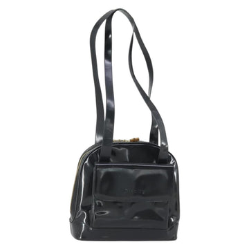 GUCCI Bamboo Tote Bag Patent leather Black Gold 001 3444 1650 Auth 153194