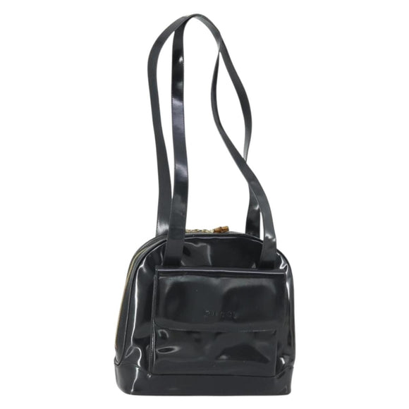 GUCCI Bamboo Tote Bag Patent leather Black Gold 001 3444 1650 Auth 153194