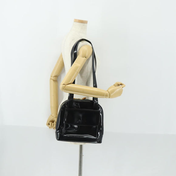 GUCCI Bamboo Tote Bag Patent leather Black Gold 001 3444 1650 Auth 153194