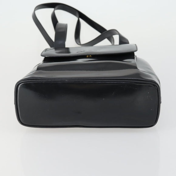 GUCCI Bamboo Tote Bag Patent leather Black Gold 001 3444 1650 Auth 153194