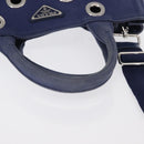 PRADA Canapa PM Hand Bag Canvas 2way Blue Silver Auth 153195A-7