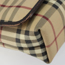 BURBERRY Nova Check Shoulder Bag PVC Beige Gold Auth 153196-14