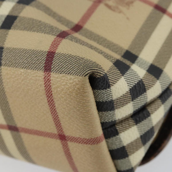 BURBERRY Nova Check Shoulder Bag PVC Beige Gold Auth 153196