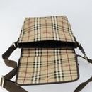 BURBERRY Nova Check Shoulder Bag PVC Beige Gold Auth 153196-17