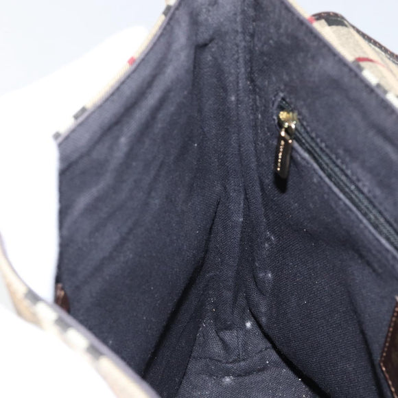 BURBERRY Nova Check Shoulder Bag PVC Beige Gold Auth 153196