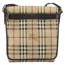 BURBERRY Nova Check Shoulder Bag PVC Beige Gold Auth 153196-13