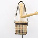 BURBERRY Nova Check Shoulder Bag PVC Beige Gold Auth 153196-22