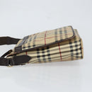 BURBERRY Nova Check Shoulder Bag PVC Beige Gold Auth 153196-4