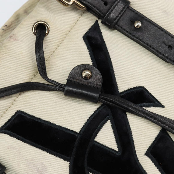 SAINT LAURENT Kahala Tote Bag Canvas Beige Gold 123435 Auth 153197