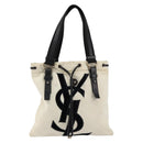 SAINT LAURENT Kahala Tote Bag Canvas Beige Gold 123435 Auth 153197-2