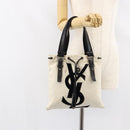 SAINT LAURENT Kahala Tote Bag Canvas Beige Gold 123435 Auth 153197-24