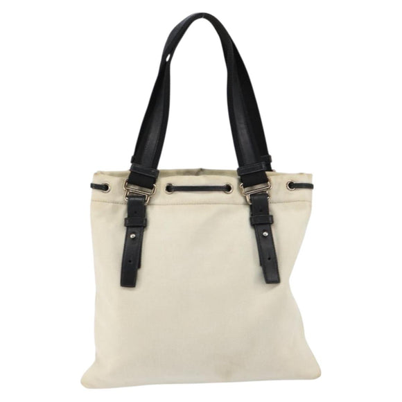 SAINT LAURENT Kahala Tote Bag Canvas Beige Gold 123435 Auth 153197