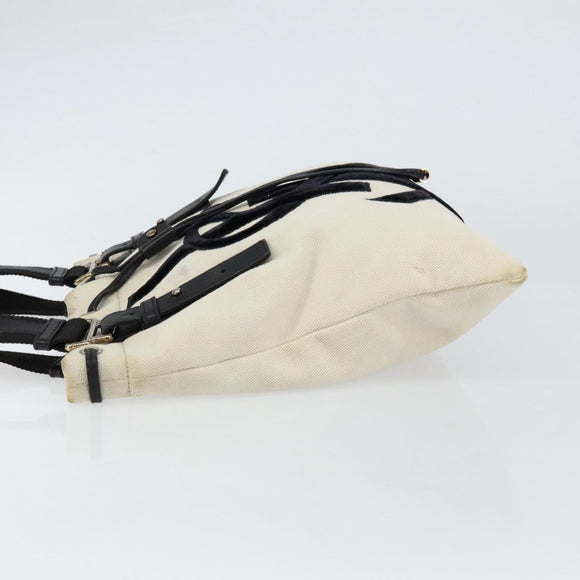 SAINT LAURENT Kahala Tote Bag Canvas Beige Gold 123435 Auth 153197