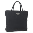 PRADA Hand Bag Nylon Black Silver Auth 153198-1