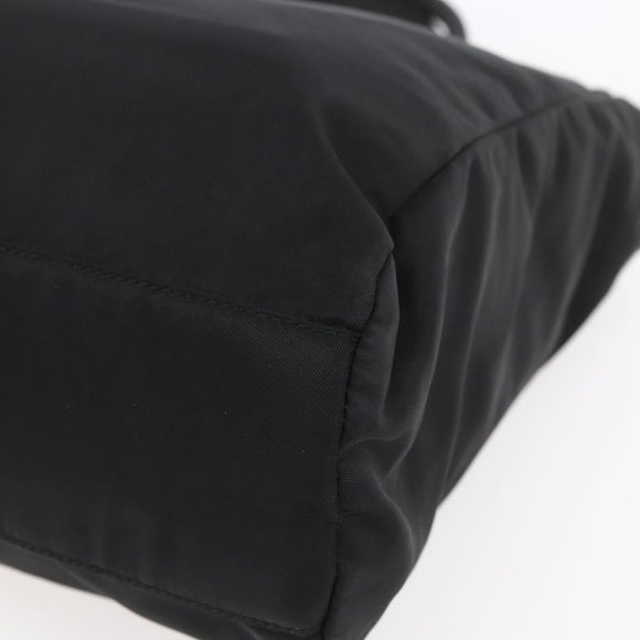 PRADA Hand Bag Nylon Black Silver Auth 153198