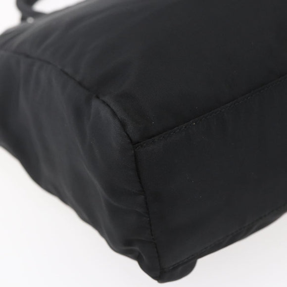 PRADA Hand Bag Nylon Black Silver Auth 153198