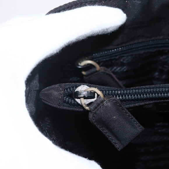 PRADA Hand Bag Nylon Black Silver Auth 153198