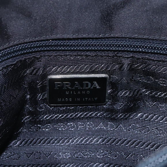 PRADA Hand Bag Nylon Black Silver Auth 153198