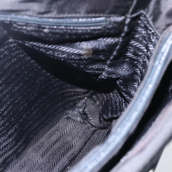 PRADA Hand Bag Nylon Black Silver Auth 153198