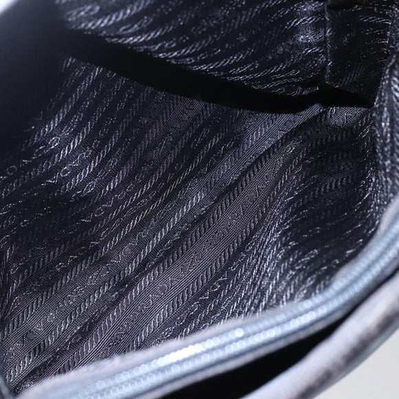PRADA Hand Bag Nylon Black Silver Auth 153198