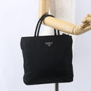 PRADA Hand Bag Nylon Black Silver Auth 153198-24